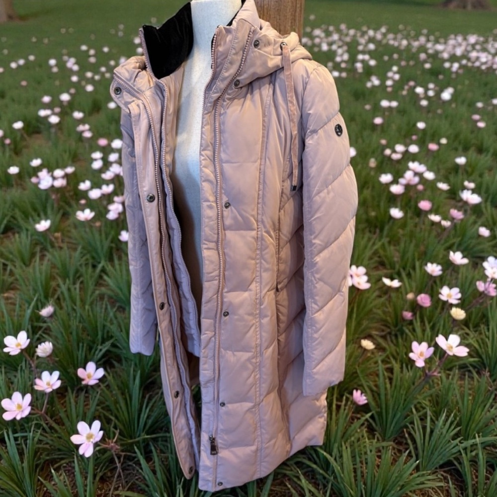 Calvin Klein Atmosphere Pink Hooded Mid-Length Puffer Coat ~ NWOT ~ size Small - Picture 6 of 15